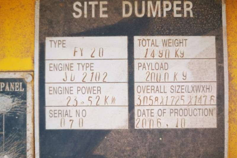   2006 Turner Morris FY20 Concrete Site Dumper 2 Ton